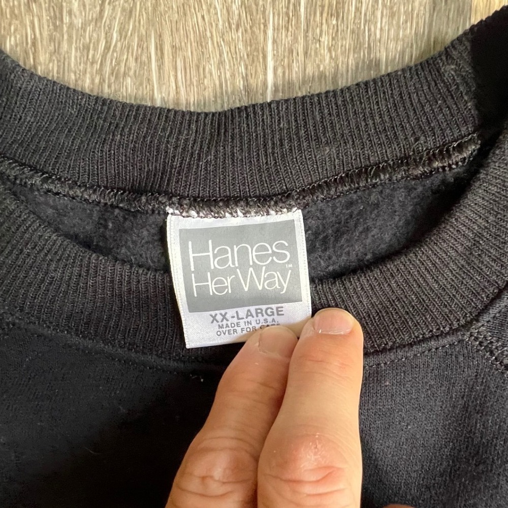 Hanes Her Way Sweatshirt Women XXL Black Santa Christmas Vintage Made in USA - Picture 2 of 7